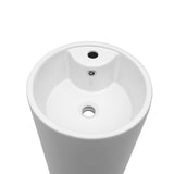 15" Classic White Ceramic Pedestal Sink Bathroom Sink Basin