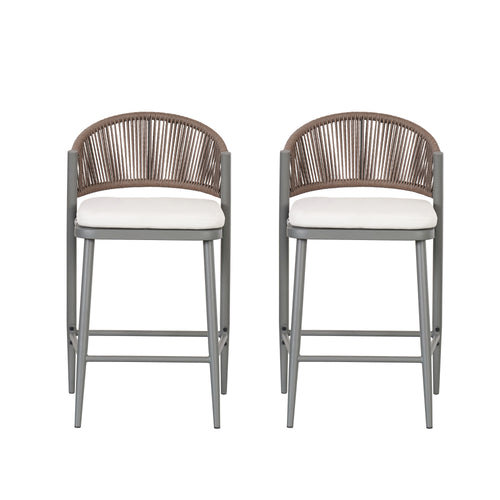 Counter Height Metal Frame Stools Set of 2 26" Outdoor