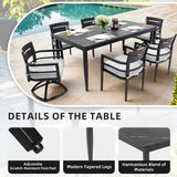 7PC Outdoor Patio Dining Set 35.5"x71" Table Chairs Rockers