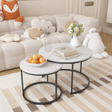 Round Wood Nesting Tables Set of 2 White