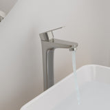Brushed Nickel Vessel Sink Faucet Single Handle Tall Bathroom Sink Faucet