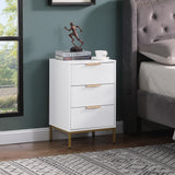 Engineered Wood Nightstand White/Gold