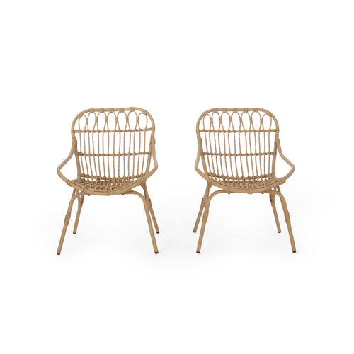 Monsoon Outdoor Accent Chair with Open Weave Design, Light Brown