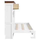 White Twin Size Murphy Bed with 3 Drawers, LVL + MDF Frame, 85.6''L x 15.1''W x 60.5''H