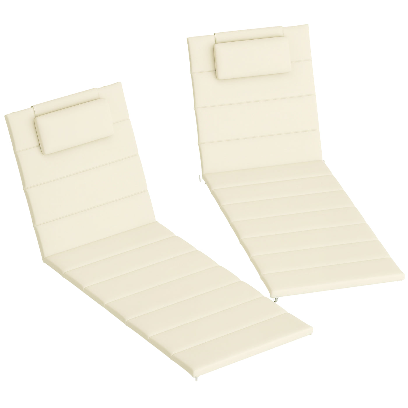 Foldable Lounge Chair Cushion Set 2-Piece 80" x 26" Cream