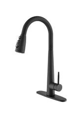 Black Kitchen Faucet Pull Down Sprayer Single Handle Matte