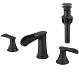 8" Black Widespread Bathroom Sink Faucet 3 Hole Double Lever