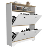Shoe Rack - Light Oak & White - Two Extendable Shelves & Top