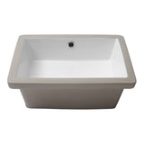18 x 12 Inches Elegant White Ceramic Rectangular Undermount Bathroom Sink with O