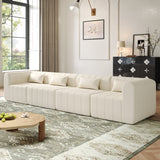 Sectional Sofa Modular Polyester Beige 4 Seat 145 In No Assembly