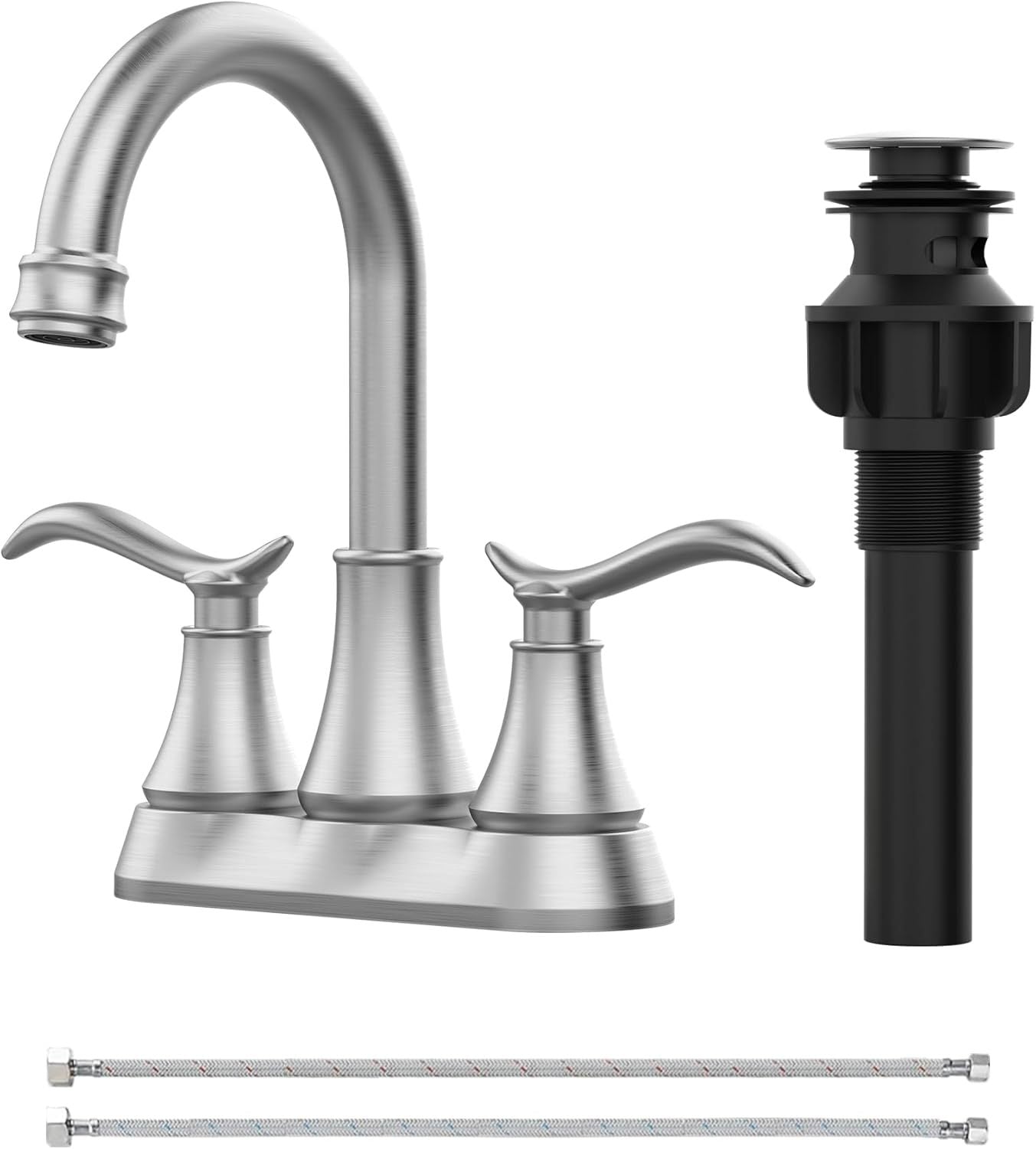 Brushed Nickel 2-Handle 360 Swivel High Arc Bathroom Faucet