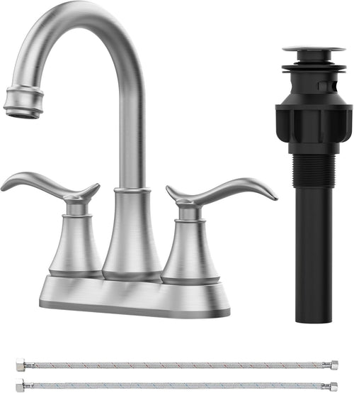 Brushed Nickel 2-Handle 360 Swivel High Arc Bathroom Faucet