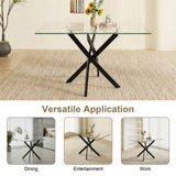 Rectangular Glass Dining Table Black 47"