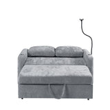 Chenille Loveseat with Storage Sleeper Grey 54"