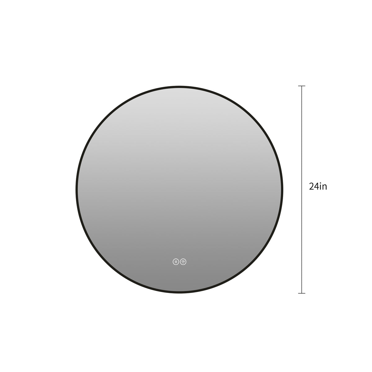 24" Round Black Aluminum Framed Dimmable LED Bathroom Mirror with Anti-Fog