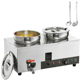 Commercial Soup Warmer Dual 7.4QT Stainless Steel 1200W