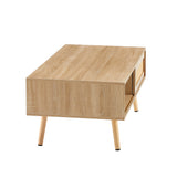 Solid Wood Coffee Table with Storage Natural