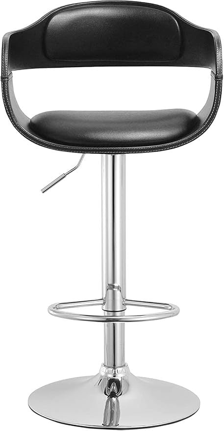 Black Swivel Adjustable Barstool with Padded Seat and Back