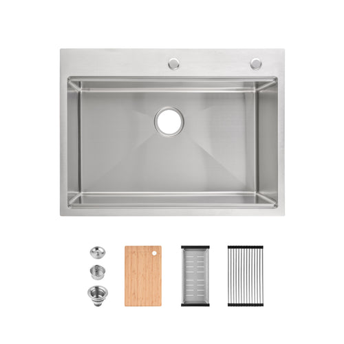 Stainless Steel 30"x22" Single Bowl Overmount Kitchen Sink