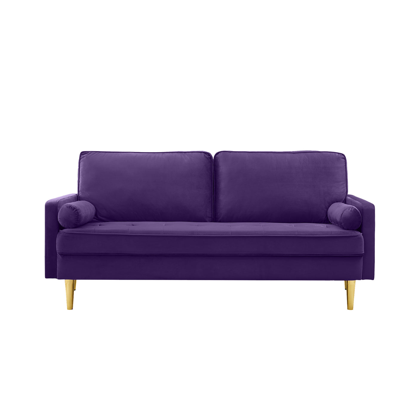 65-inch Minimalist Velvet Sofa with Metallic Legs and Cushions
