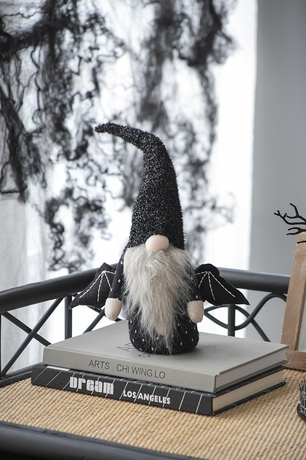 Set of 2, 10x3x15.5' Fabric Black Gnome With Wings Decor, for Halloween Decor