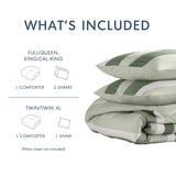 Comforter Set 3-Piece - Striped Textured Print, Sage, King/Cal King
