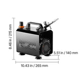 Airbrush Kit, 1/6 HP, Air Brush Kit with Air Compressor, 1 Dual-Action Professio