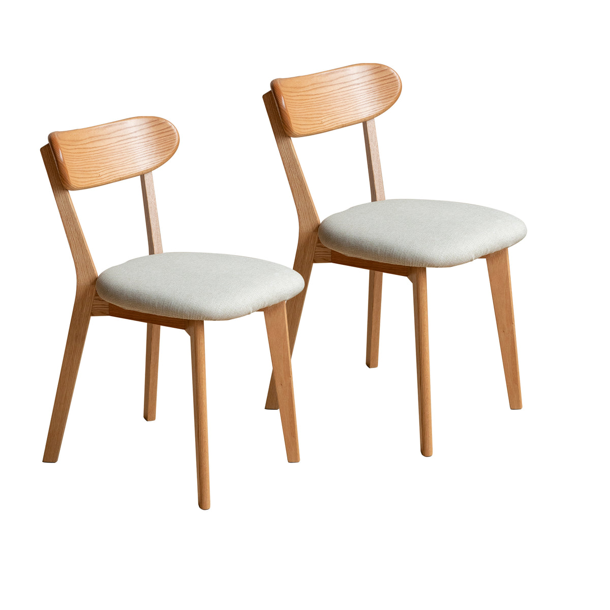 Solid Wood Dining Chair Oak Natural/Off White