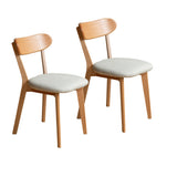 Solid Wood Dining Chair Oak Natural/Off White