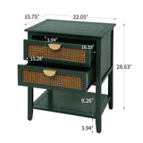 2 Drawer Side table, Naturel Rattan, End table, Suitable for bedroom