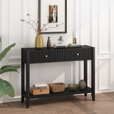 Engineered Wood Console Table with Storage Black