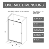 48.in W x 72.in H Single Sliding Shower Door