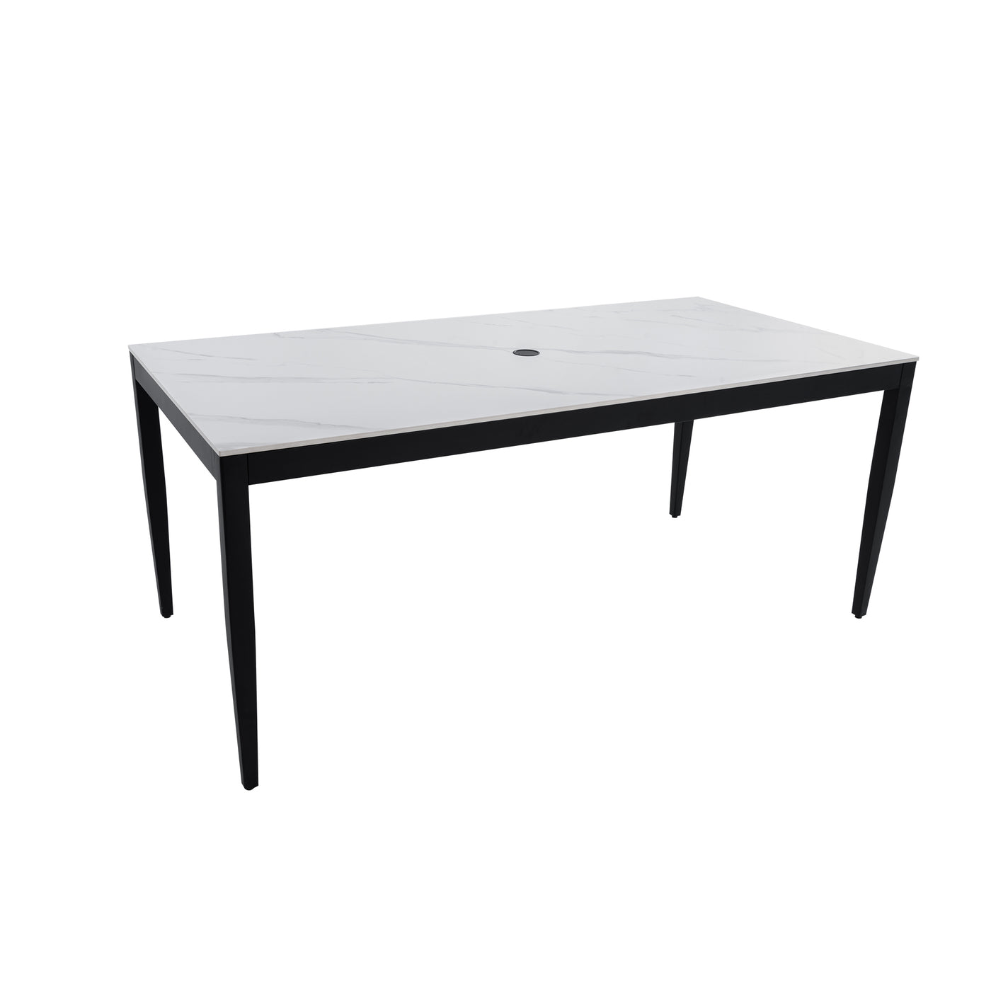 Outdoor Aluminum Dining Table 35.5x71 Marble Top Seats 6