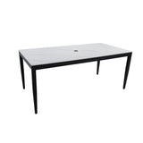 Outdoor Aluminum Dining Table 35.5x71 Marble Top Seats 6