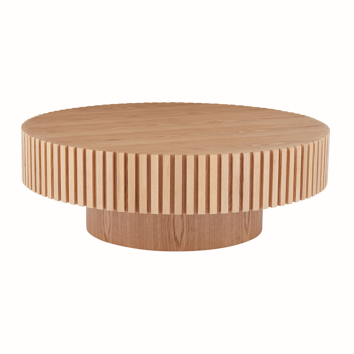 Modern Drum Circle Coffee Table 39.37" MDF Ash Wood