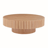 Modern Drum Circle Coffee Table 39.37" MDF Ash Wood