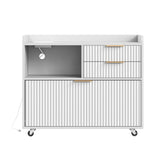 Mobile Office File Cabinet with Charging Station & Multi Drawers, Open Storage C