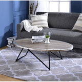 Oval Coffee Table - Industrial - Weathered Gray Oak & Metal