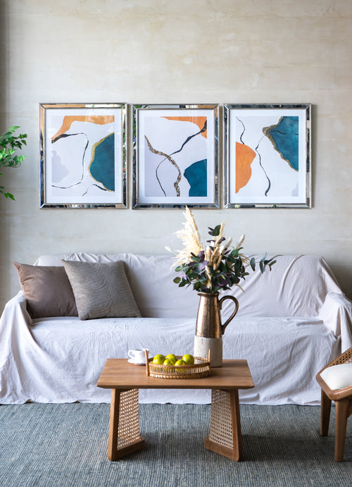 Set of 3 Marcia Mirror-Framed Wall Art 22x26x0.6