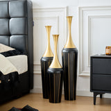 3-Piece Modern Floor Vase Set, Handcrafted Metal, 27.56" 31.5" 35.43" Tall
