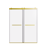 Frameless Double Sliding Shower Door 56-60" Brushed Gold