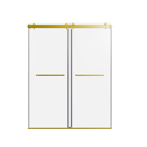 Frameless Double Sliding Shower Door 56-60" Brushed Gold
