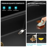 Quartz Kitchen Sink - 33" x 19" x 9.65" Black Granite Composite Workstation
