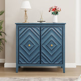 Geometric Embossed Storage Cabinet Magnetic Doors Vintage