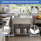Stainless Steel Utility Sink, 29.5" Freestanding Single Bowl Laundry Sink