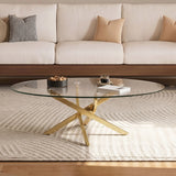 Oval Glass Dining Table Gold 39"