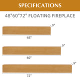 48" Fir Wood Floating Fireplace Mantel Shelf Light Brown