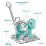 Unicorn Rocking Horse for Toddlers, Balance Bike Ride On Toy with Push Handle an