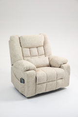 Power Lift Chenille Lift Recliner with Massage Adjustable Cream