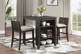 Counter Height Dining Set Dark Cherry w USB Ports Display Shelf